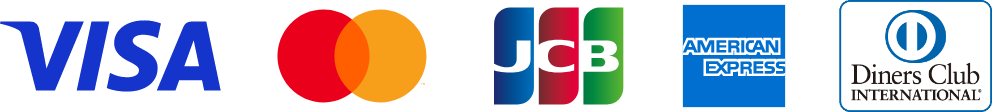 VISA, MasterCard, JCB, AMERICAN EXPRESS, Diners Club